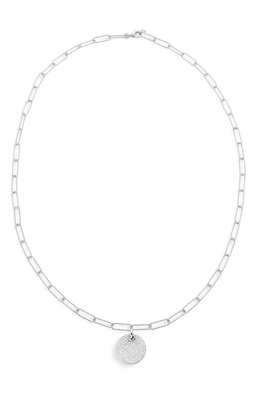 Shop Monica Vinader Ava Diamond Disc Pendant Necklace In Sterling Silver/diamond