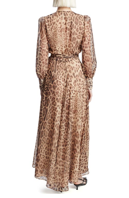 Bardot Lucianna Leopard Print Long Sleeve Wrap Dress In B Leopard