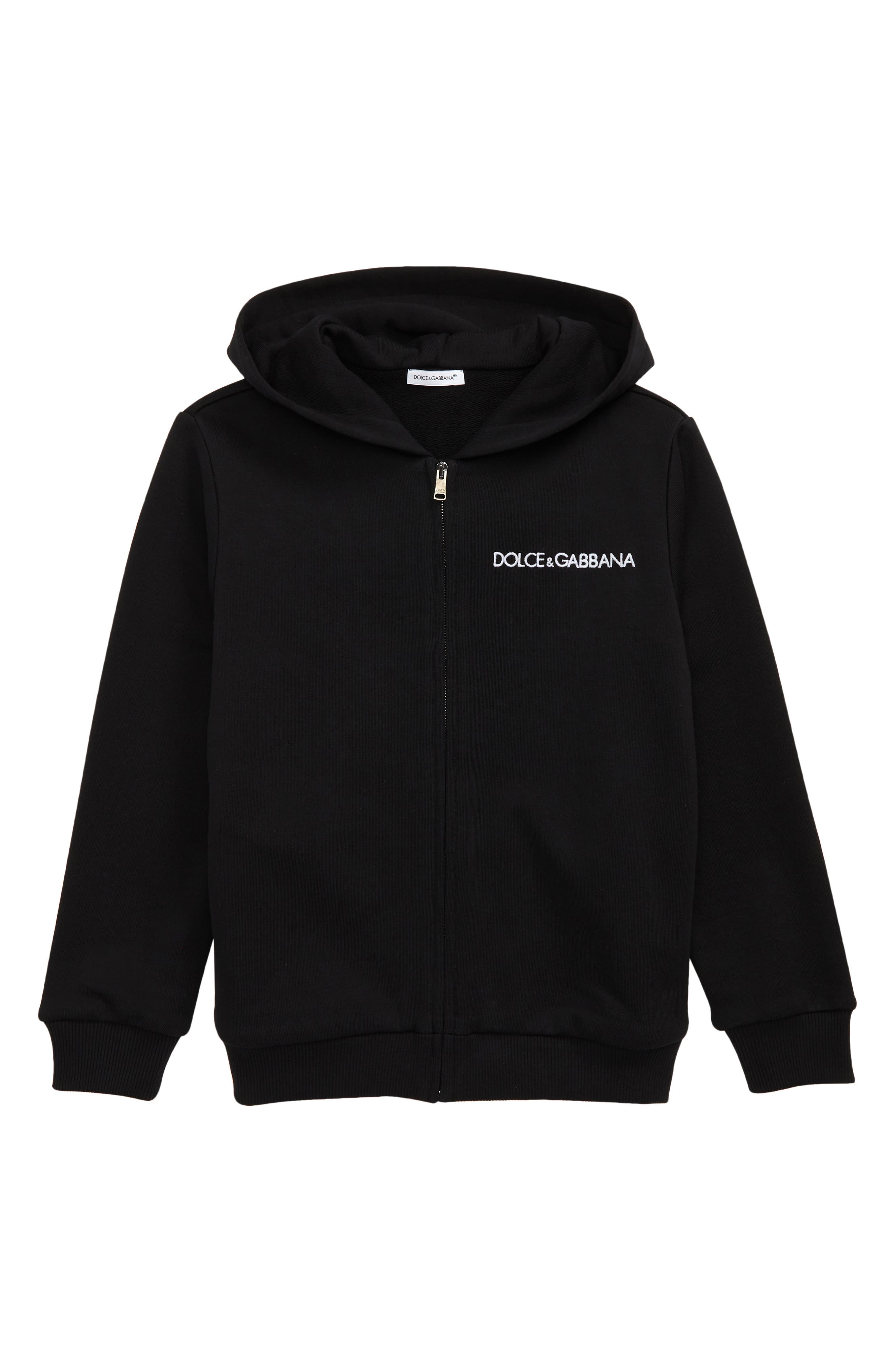 Dolce & Gabbana Kids' Embroidered Logo Hoodie in Black at Nordstrom, Size 8 Us