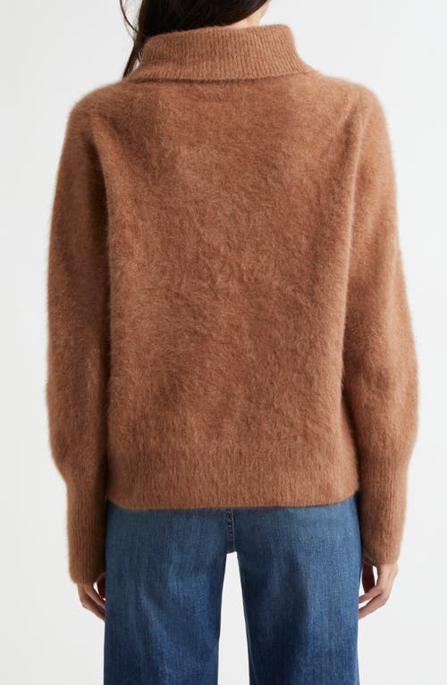 Shop Margaret O'leary Fox Hair, Wool & Silk Turtleneck Sweater In Toffee