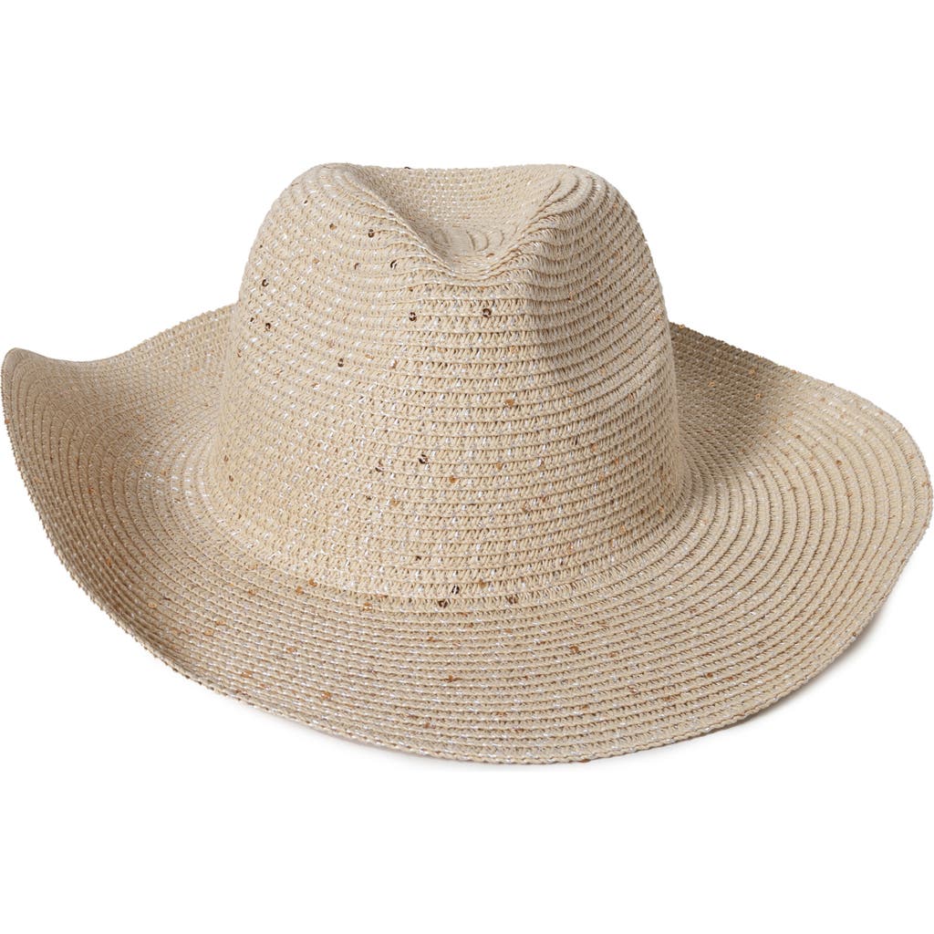 Shop David & Young Sequin & Stone Straw Cowboy Hat In Natural