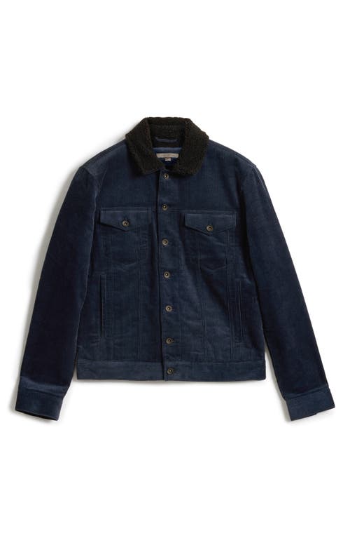 Shop John Varvatos Sawyer Fleece Collar Corduroy Jacket In Deep Blue