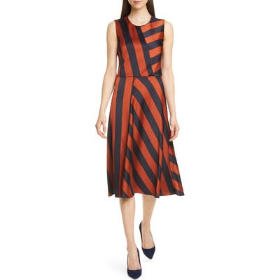 Boss Dalta Stripe Satin Dress, Orange