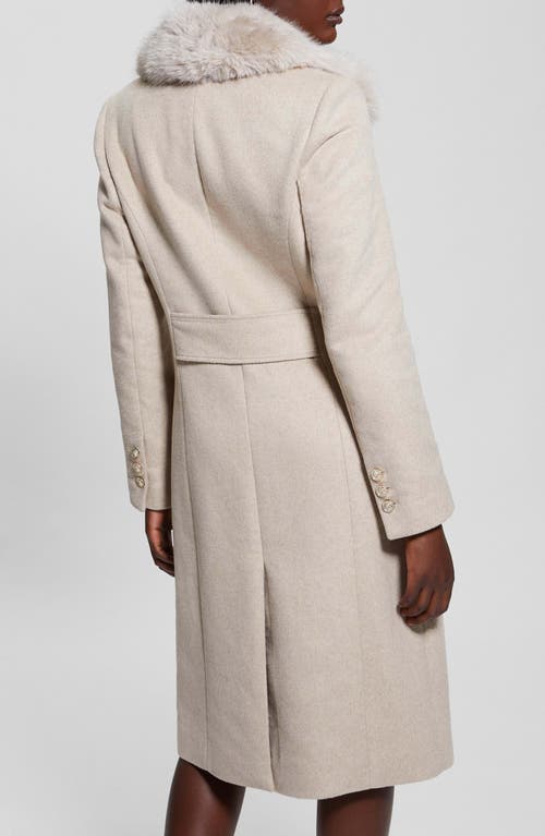 Guess Nancy Coat With Removable Faux Fur Collar In Cemento Multi