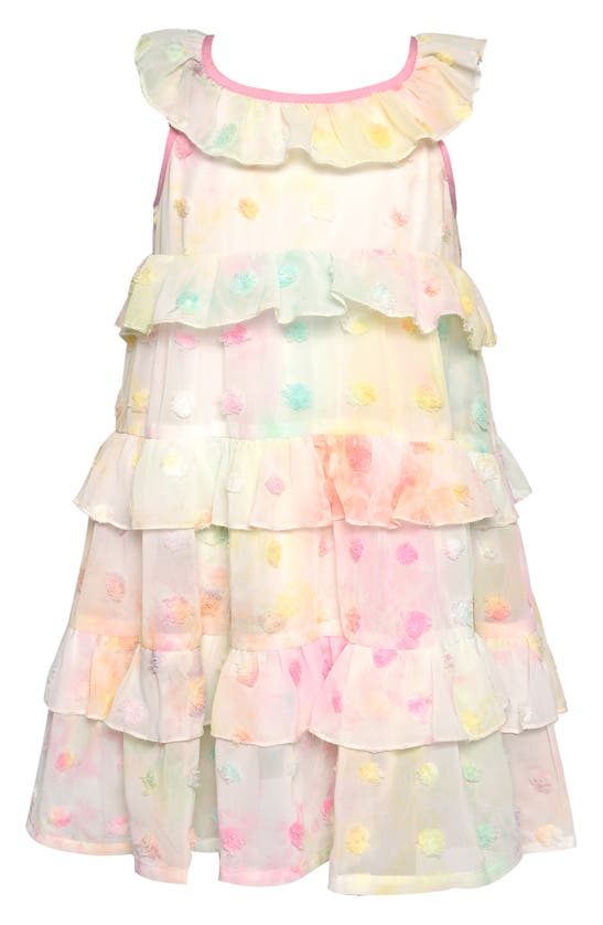 Shop Baby Sara Kids' Tie Dye Tiered Chiffon Dress In Ivory Multi