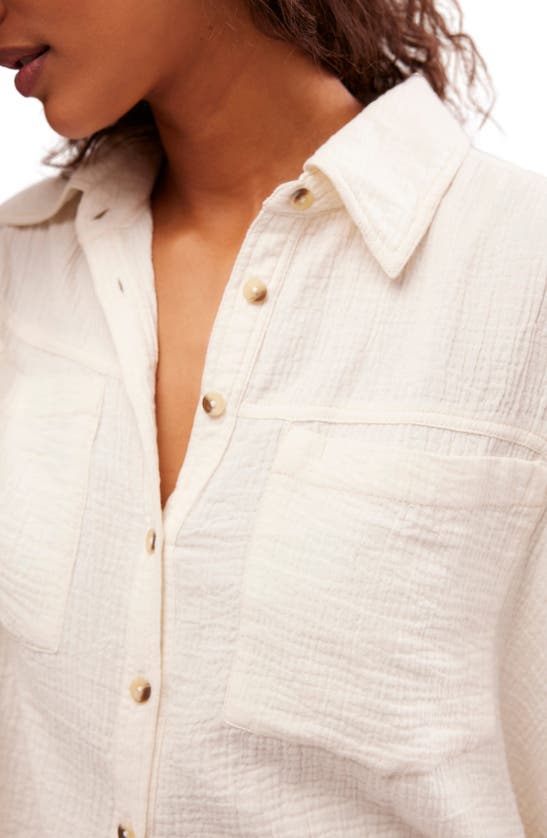 Shop Free People Cardiff Cotton Gauze Button-up Shirt In Optic White
