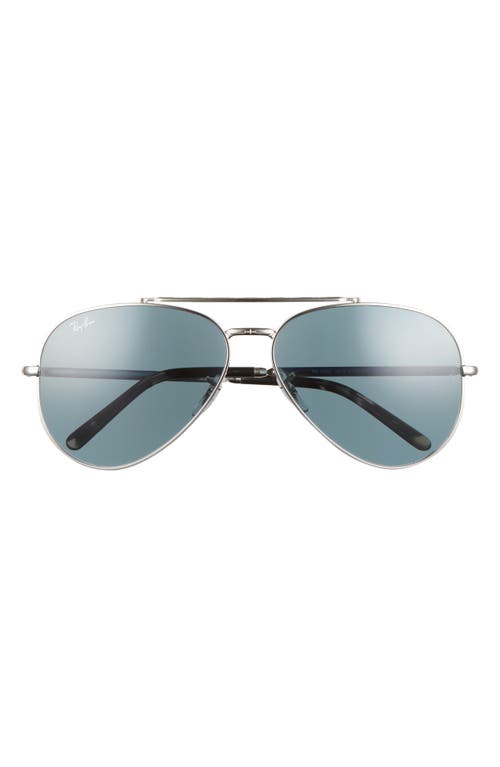 Shop Ray Ban Ray-ban New Aviator 62mm Oversize Pilot Sunglasses In Silver/blue