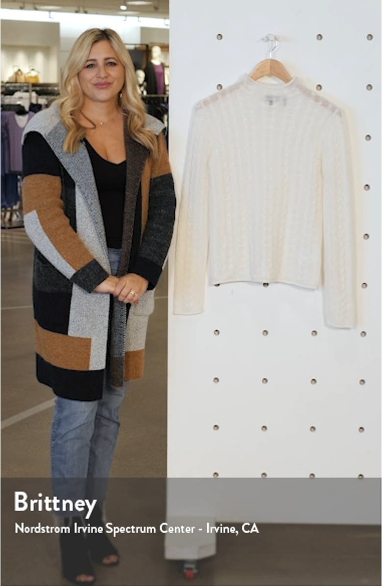 Mock Neck Cable Knit Cashmere Sweater, sales video thumbnail