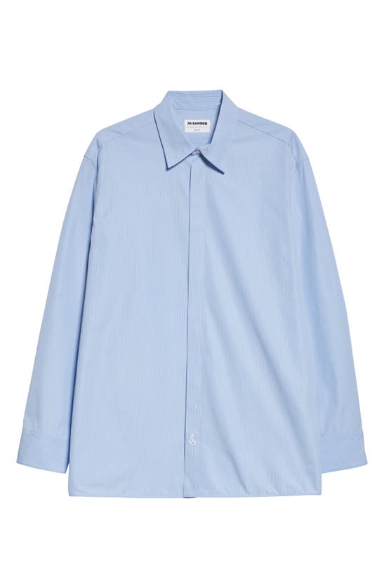 Shop Jil Sander Stripe Cotton Button-up Shirt In 494 Sunny Sky
