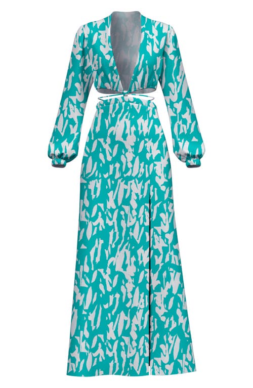 DIARRABLU Amal Cutout Long Sleeve Two-Piece Dress in Aqua