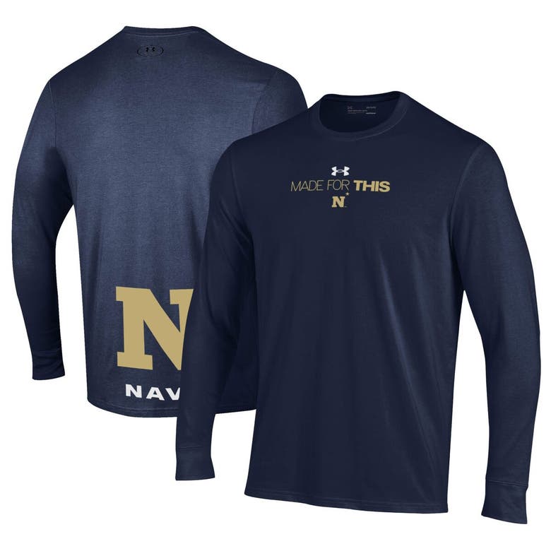 Shop Under Armour Unisex   Navy Navy Midshipmen 2024 On-court Bench Unity Performance Long Sleeve T-shirt