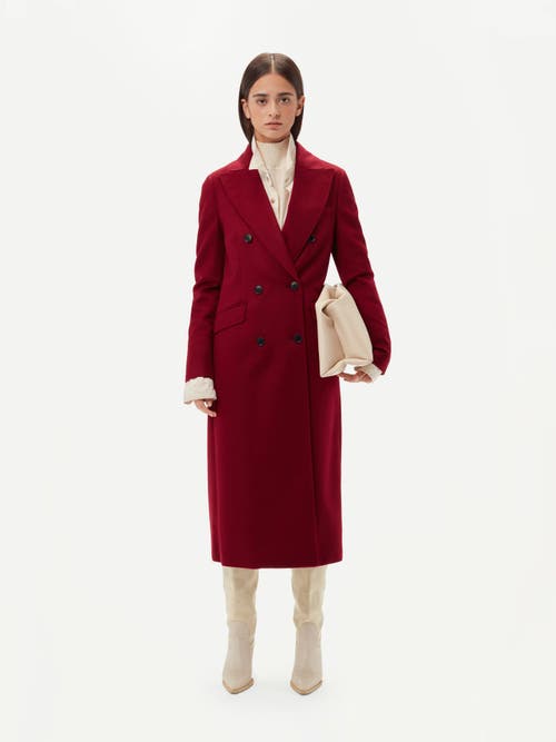 Gobi Mongolian Cashmere Cashmere Peak Lapel Long Coat In Bordeaux