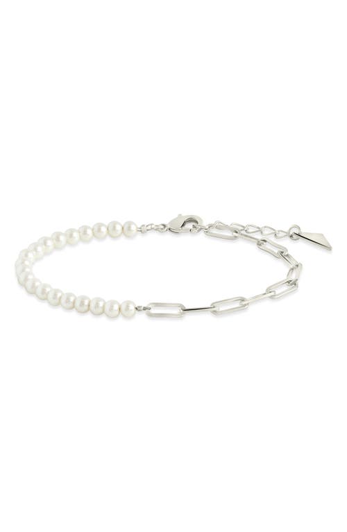 Sterling Forever River Pearl & Paper Clip Chain Necklace In Silver
