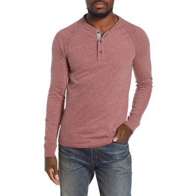 Faherty Luxe Heather Knit Organic Cotton Henley, Burgundy