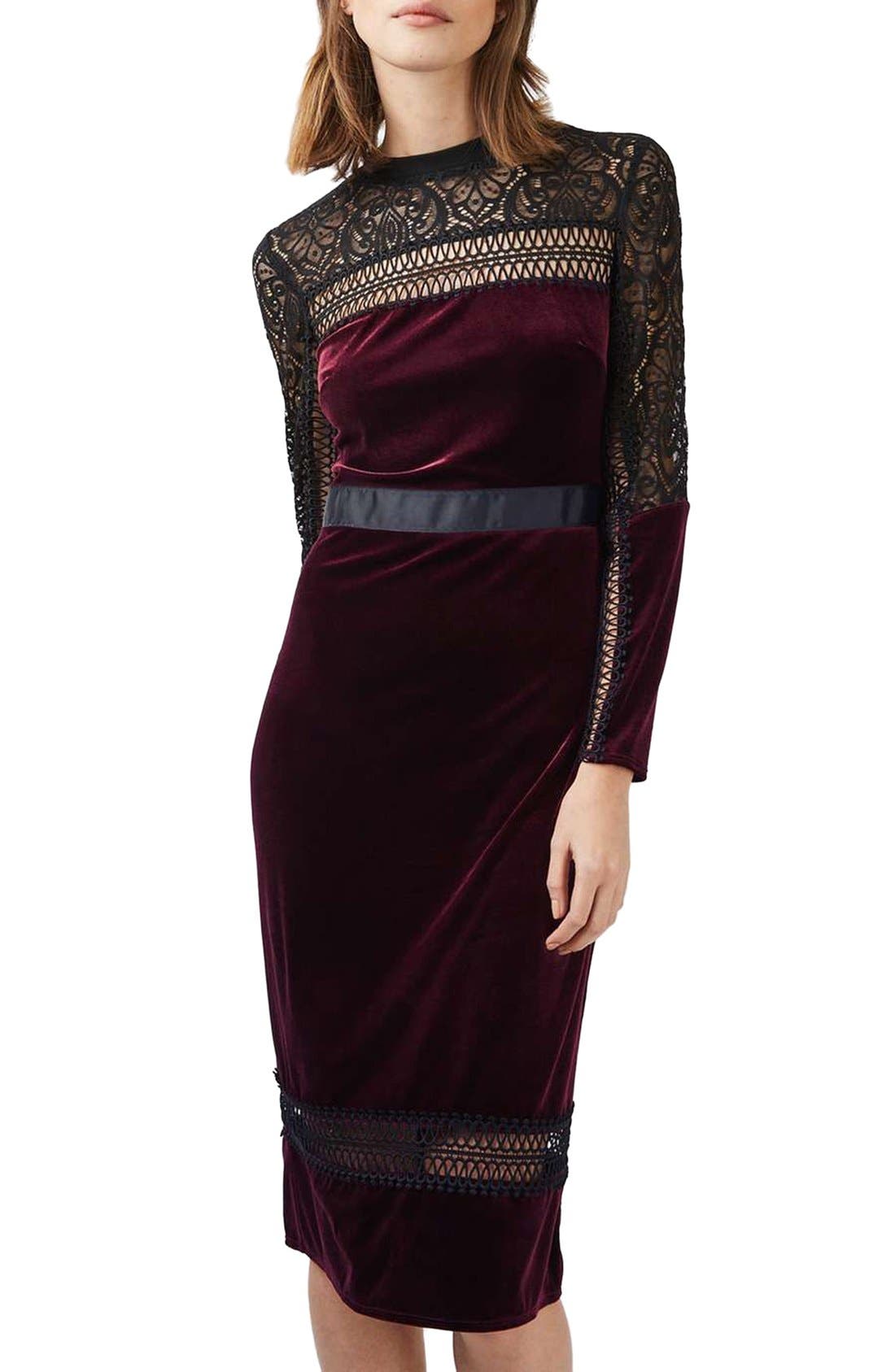 Velvet & Lace Midi Dress Nordstrom