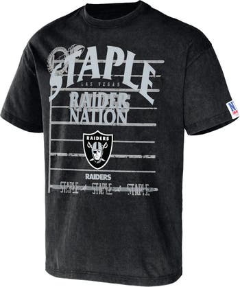 Men's NFL x Staple Black Las Vegas Raiders Throwback Vintage Wash T-Shirt Size: Small
