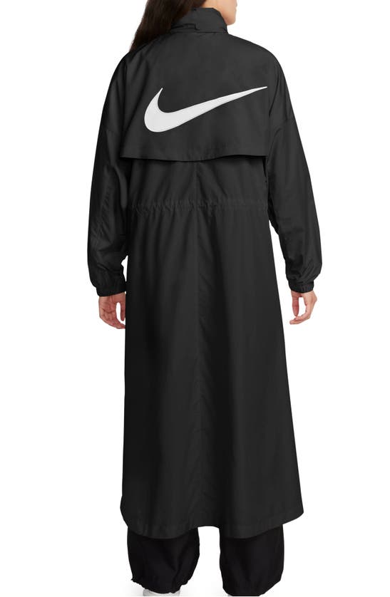 Shop Nike Essential Longline Trench Coat In Black/ White