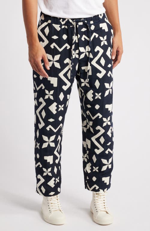 Shop Wax London Kurt Block Geo Jacquard Pants In Navy/ecru