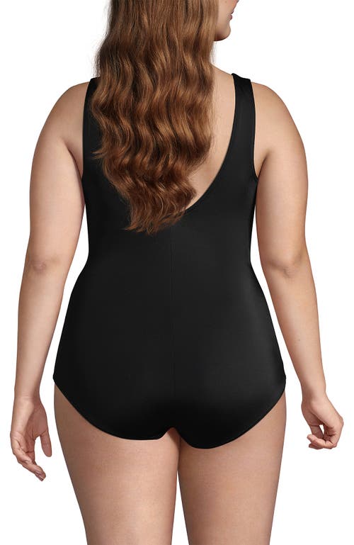 Lands' End Plus Size Mastectomy Chlorine Resistant Tugless One Piece Swimsuit Soft Cup In Black
