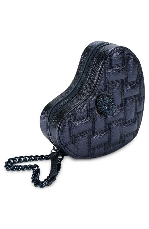 Shop Kurt Geiger London Kensington Heart Quilted Leather Crossbody Bag In Dark Blue