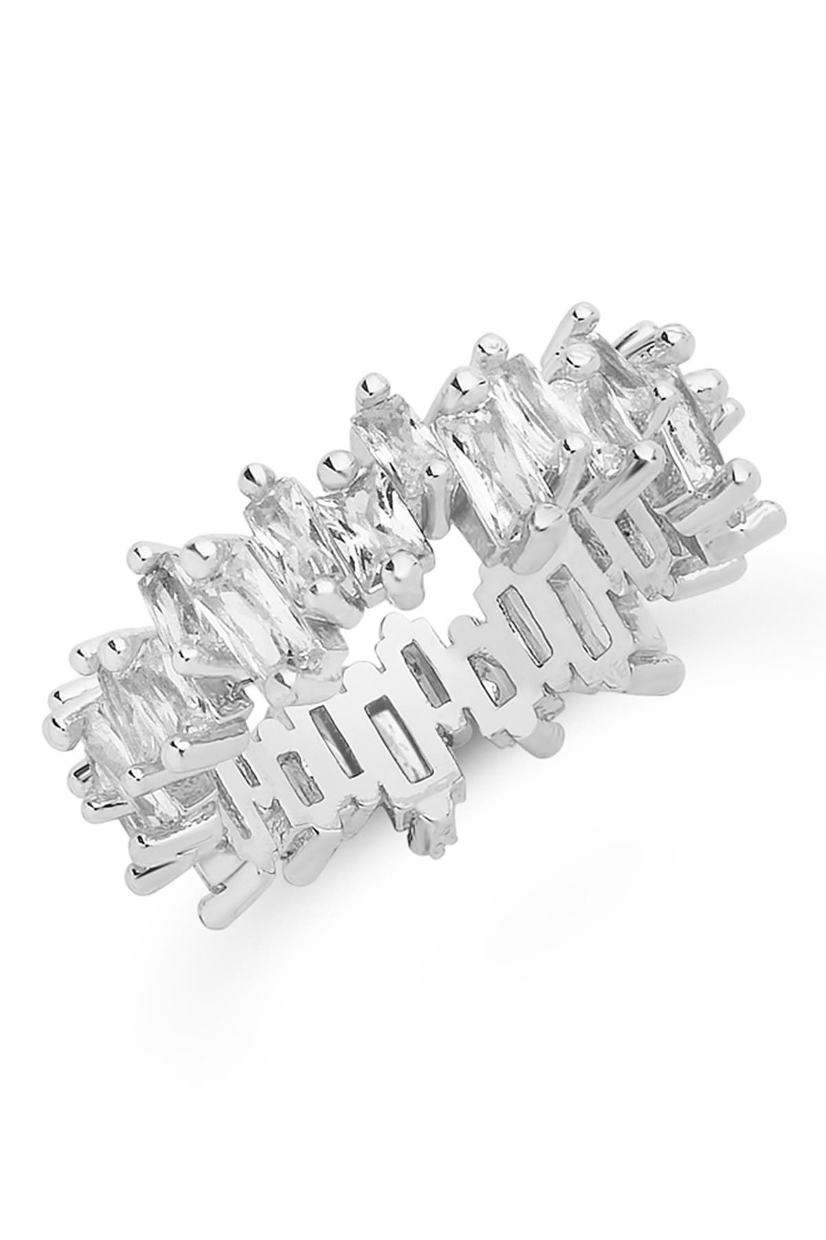 Sterling Forever Sterling Silver Cz Staggered Eternity Band In Silver