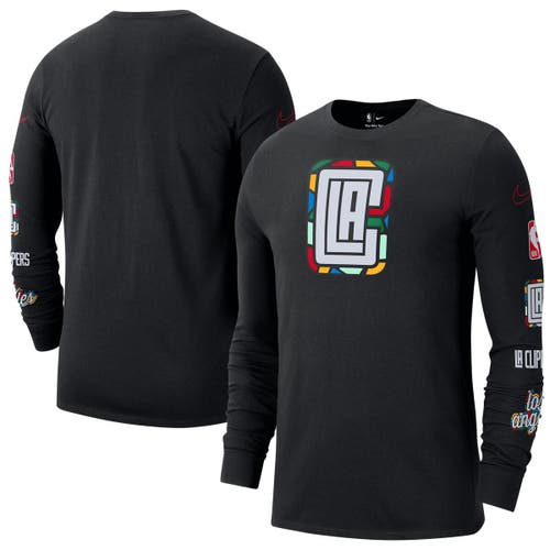 Men's Nike Black LA Clippers 2022/23 City Edition Essential Expressive Long Sleeve T-Shirt