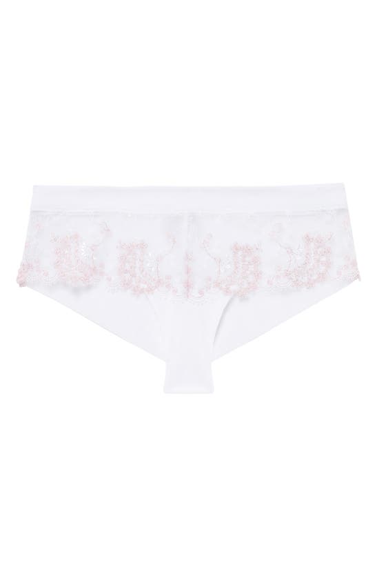 Shop Simone Perele Wish Embroidered Boyshorts In Cristal White