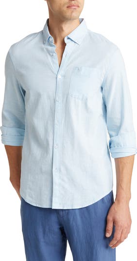 Original Penguin Linen Blend Woven Solid Button-Down Shirt | Nordstromrack