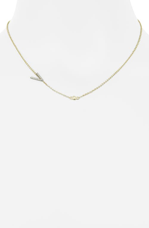 Meshmerise Bezel Diamond Initial Chain Necklace In Yellow-v