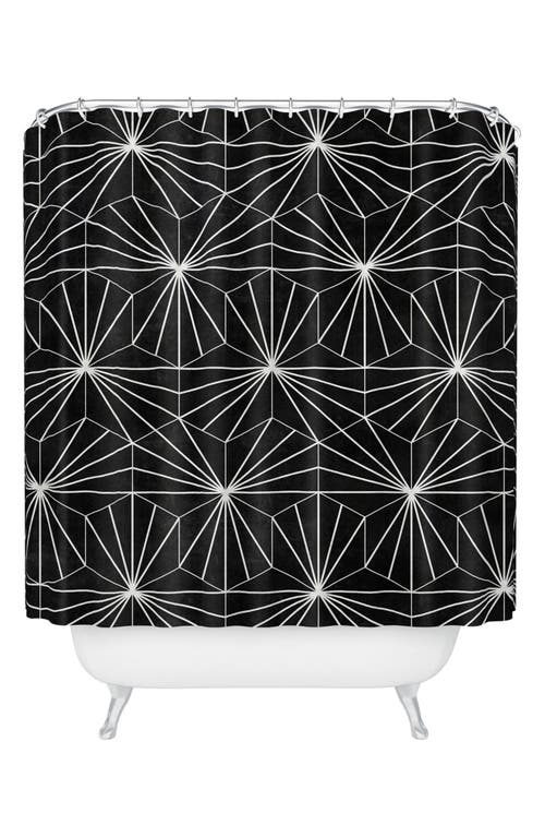 Deny Designs Hexagonal Pattern Shower Curtain in Black-White at Nordstrom