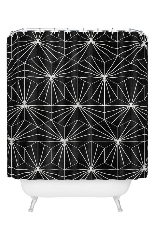 Shop Deny Designs Hexagonal Pattern Shower Curtain In Black-white
