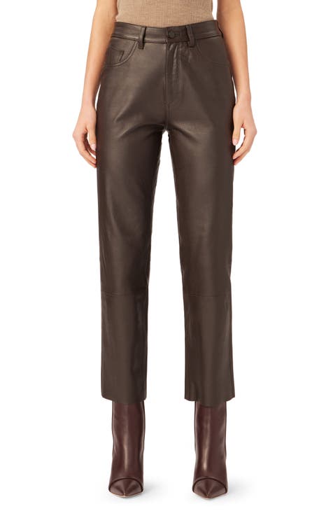 Brown trousers made of eco-leather for girls 👉 Buy at the best
