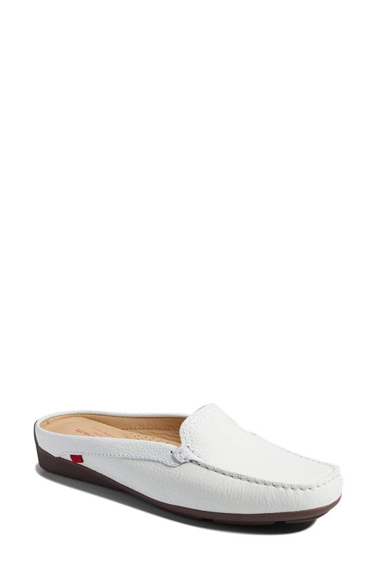 Marc Joseph New York Briarwood Court Leather Mule In White Grainy
