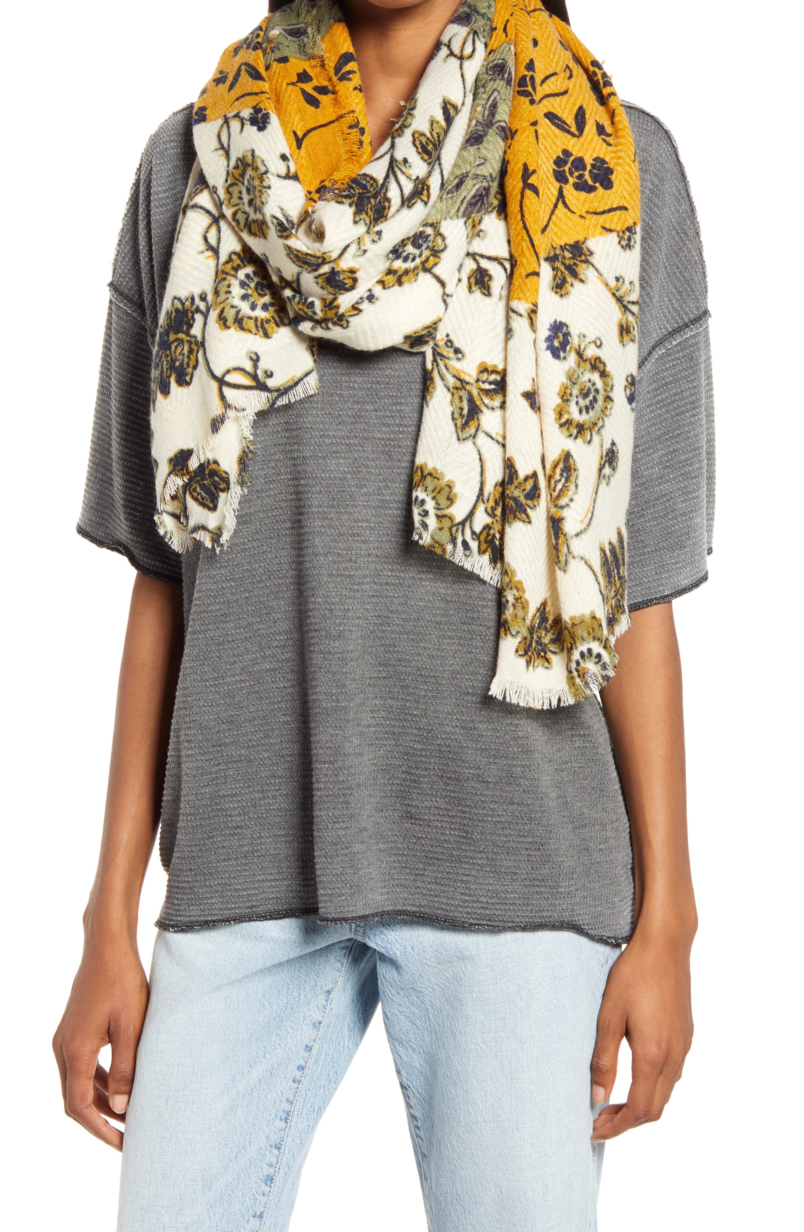 Double-face women's scarf tweed lame and silk with pocket