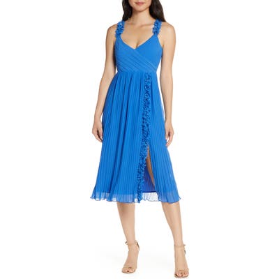 Foxiedox Pleated Front Slit Cocktail Dress, Black