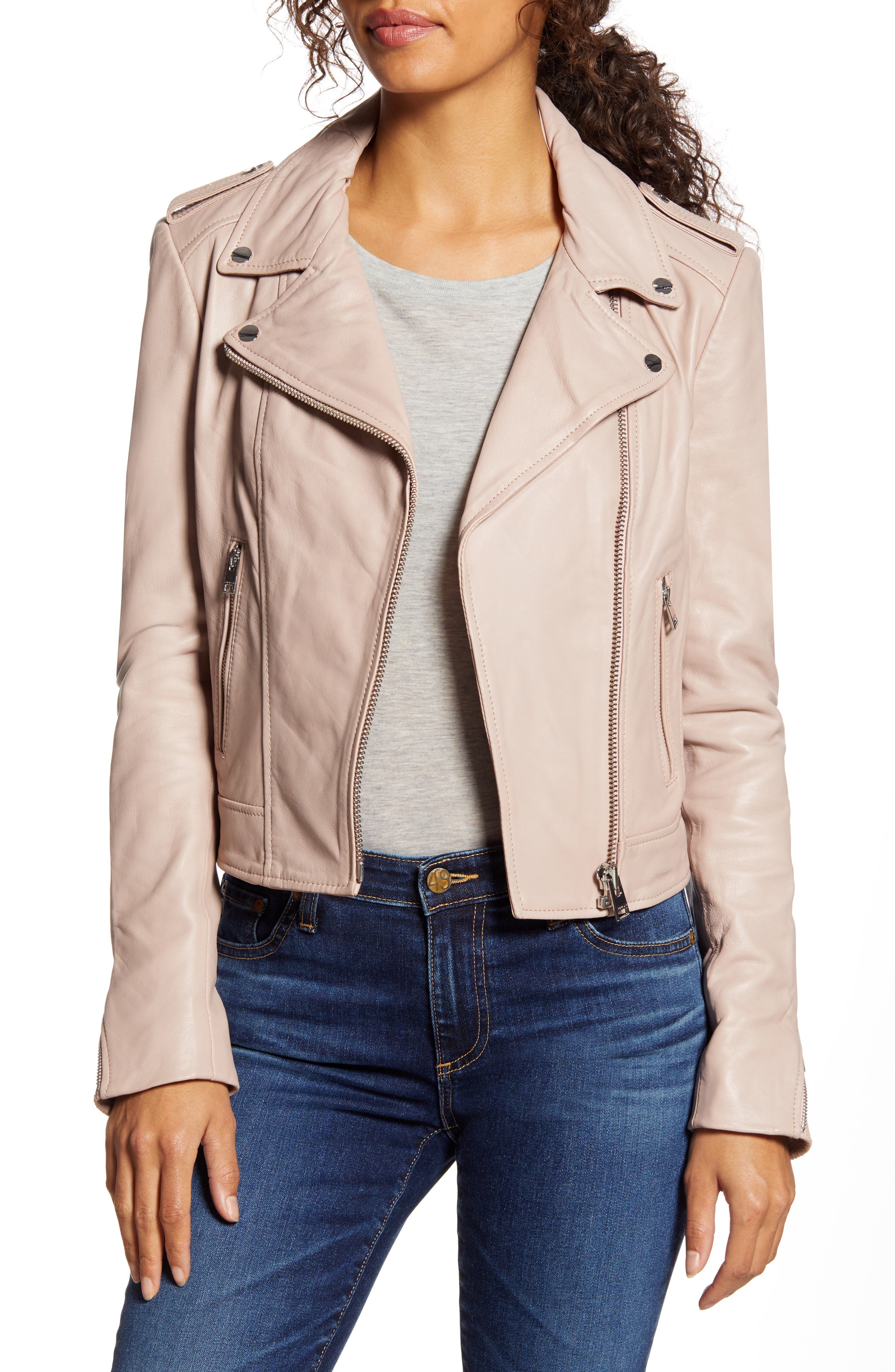 lamarque pink leather jacket
