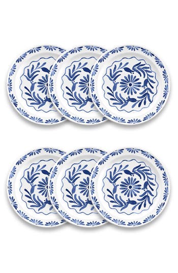 Tarhong Set Of Six Azul Melamine Plates In Blue