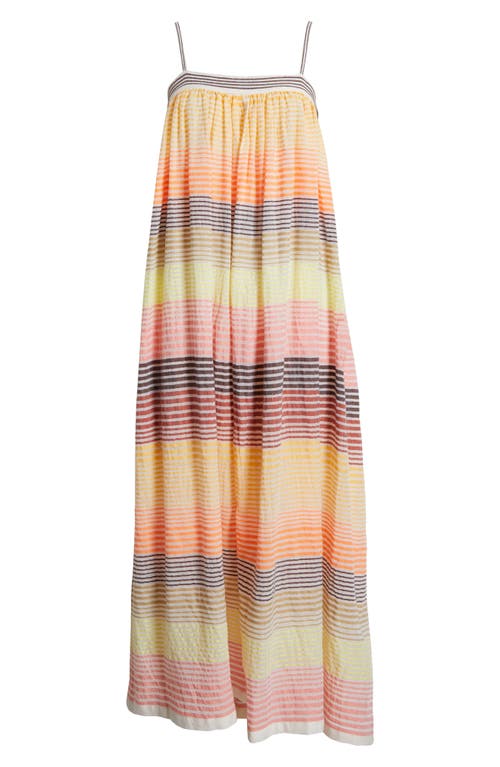 Shop Lemlem Eda Mixed Stripe Cotton Blend Cover-up Sundress In Amaresh Sunrise