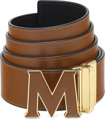 Mcm Men's Claus Reversible Leather Belt In Teal