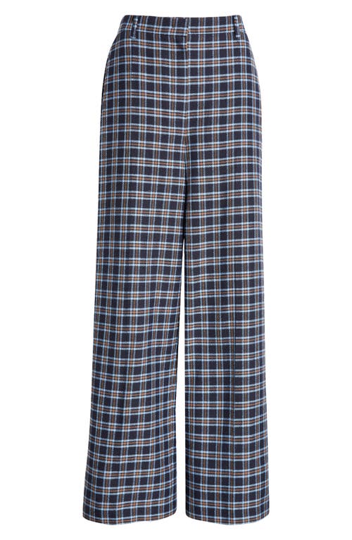 Eenk Zilvine Relaxed Fit Plaid Wool Blend Pants In Navy