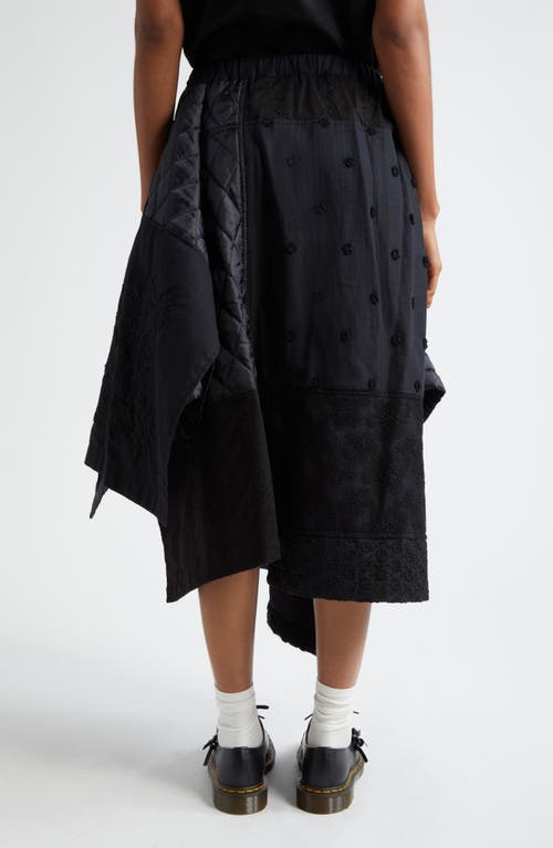 Shop Tao Comme Des Garçons Mixed Media Midi Skirt In Black