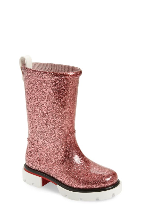 Christian Louboutin Girl's Pluie Glitter Rain Boots, Toddlers/kids In Rosy