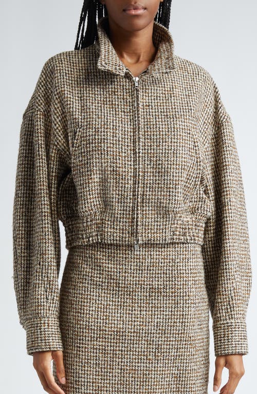 Shop A.l.c . Harrison Houndstooth Crop Jacket In Cream/brown