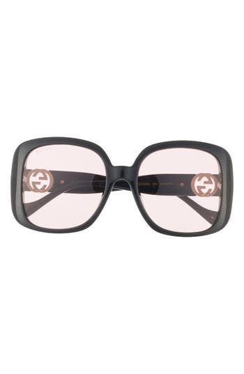 Gucci Best 57mm Square Sunglasses In Black Black Pink