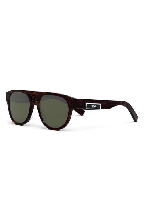 Shop Dior 'b23 R1i 54mm Round Sunglasses In Dark Havana/green