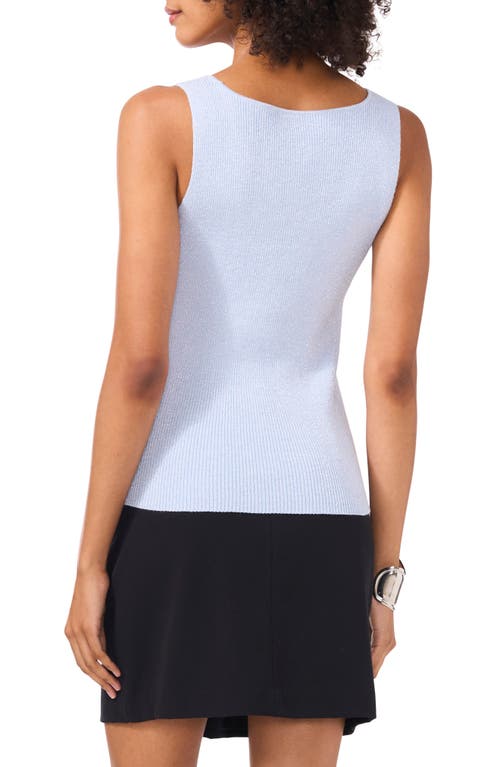 Vince Camuto Metallic Rib Sleeveless Sweater In Blue