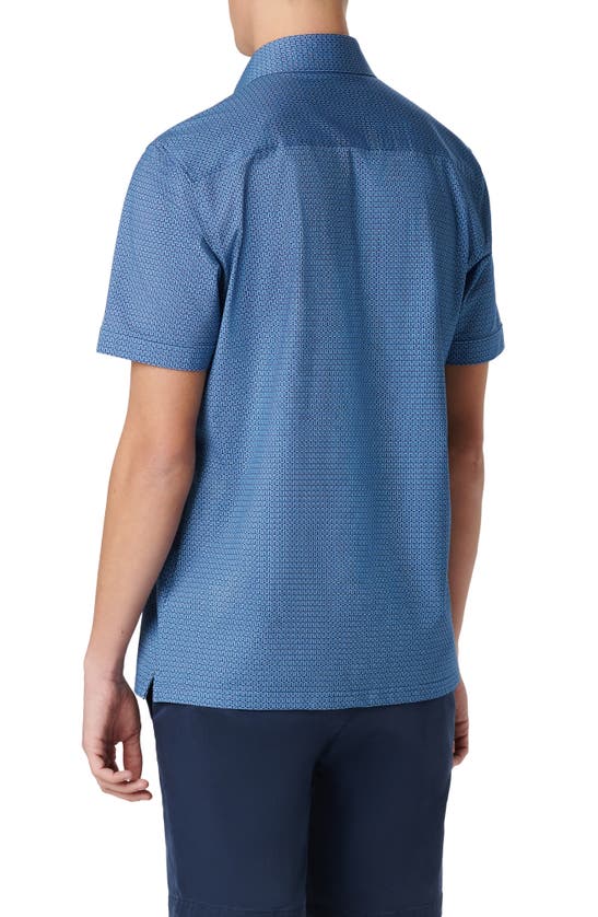 Shop Bugatchi Milo Ooohcotton® Serpentine Stripe Short Sleeve Button-up Shirt In Classic Blue