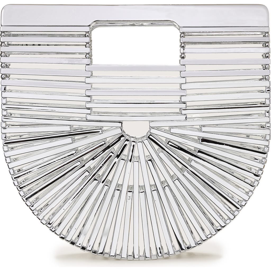 Cult Gaia Mini Ark Top Handle Handbag In Shiny Silver