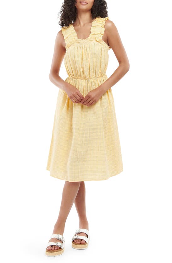 Barbour Abbey Check Print Sundress In Sunrise Yellow Check