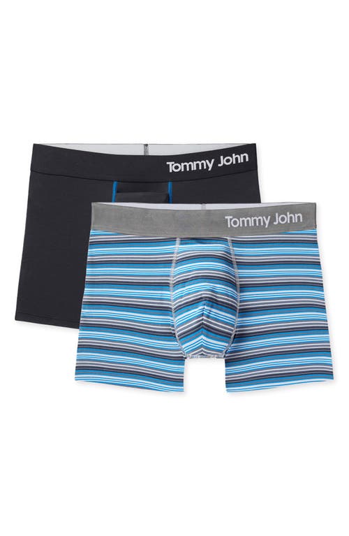 Shop Tommy John 2-pack Cool Cotton 4-inch Boxer Briefs In Micro Chip Stripe/black